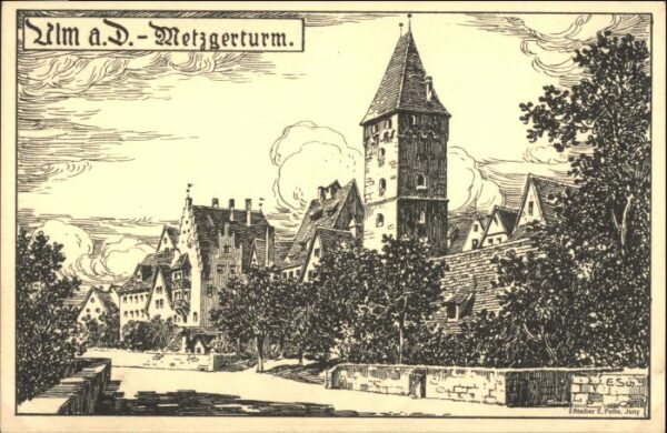 Ulm Donau Metzgerturm Kuenstler E Felle
