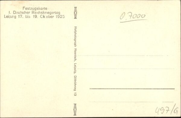 Leipzig Festzugskarte 1. Deutscher Reichskriegertag – Bild 2