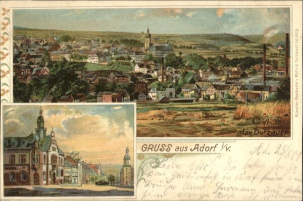 Adorf Vogtland Marktplatz Kuenstler Max Dutzauer
