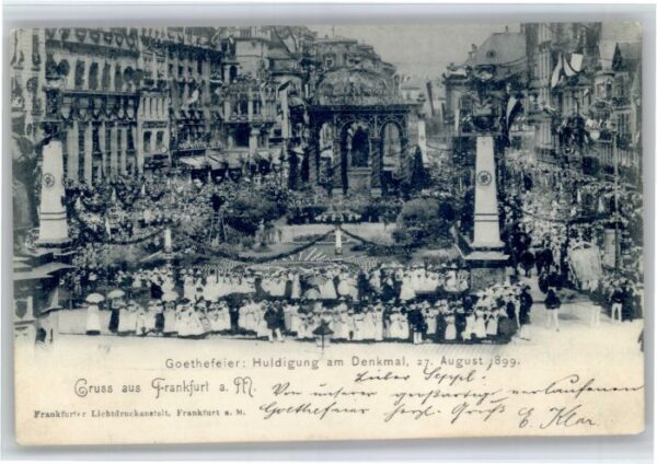 Frankfurt Main Goethefeier Huldigung am Denkmal