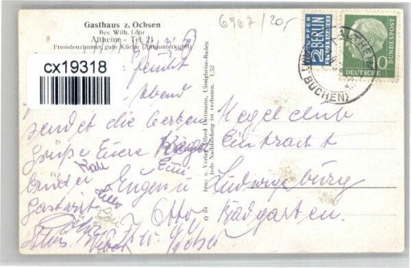 Buchen Odenwald Altheim Gasthaus Ochsen – Bild 2