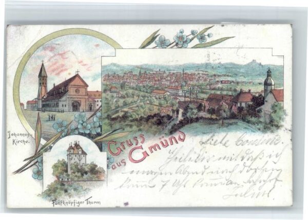 Schwaebisch Gmuend hannes-Kirche Fuenfknoepfiger Turm x