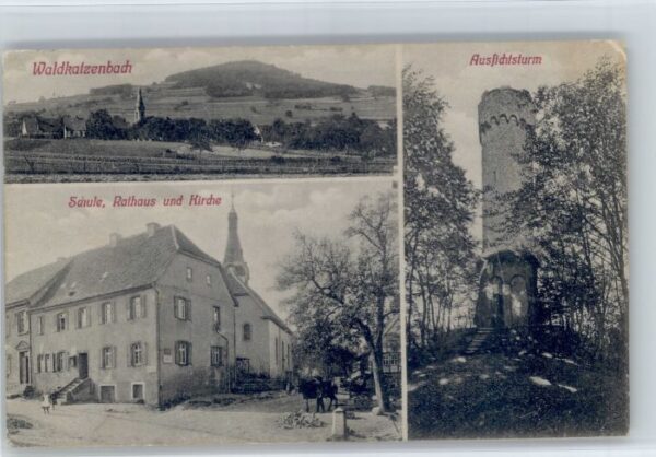 Waldkatzenbach Turm Schule Rathaus Kirche