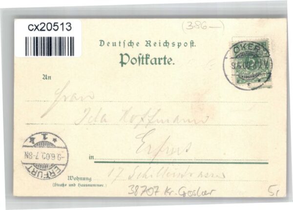Oker [Stempelabschlag] Hotel Romkerhalle Wasserfall Kaeste Hirsch – Bild 2
