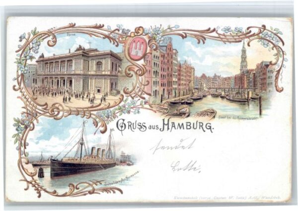 Hamburg Boerse Fleet Reimersbruecke Schnelldampfer Normannia *