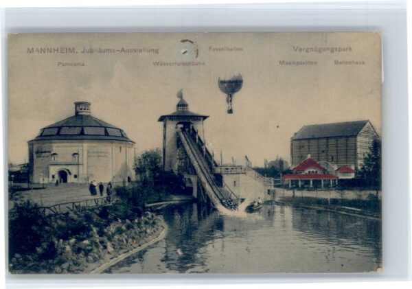 Mannheim Ausstellung Wasserrutschbahn Fesselballon Musikpavillon Ballonhaus