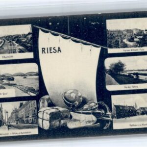 Riesa Sachsen Riesa Wettinerstrasse Faehre Rathaus Kloster Kirche  Kaiser Wilhel