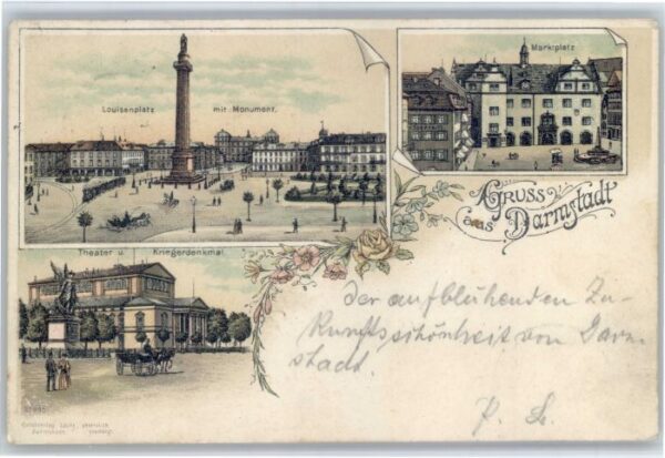 Darmstadt Louisenplatz Marktplatz Krieger Denkmal Theater