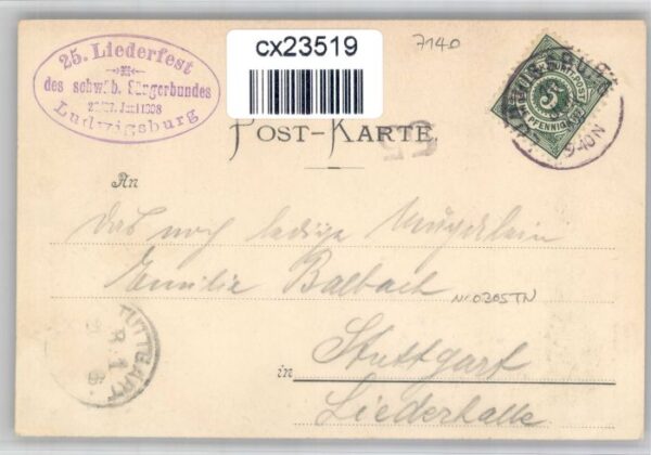 Ludwigsburg Deutsche Saengerkarte – Bild 2
