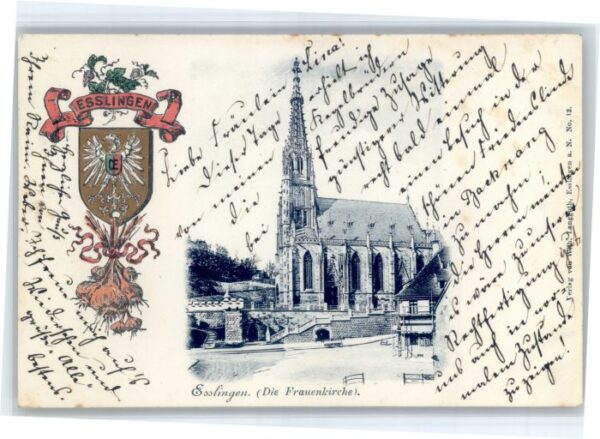 Esslingen Neckar Esslingen Praegedruckkarte Wappen Frauenkirche