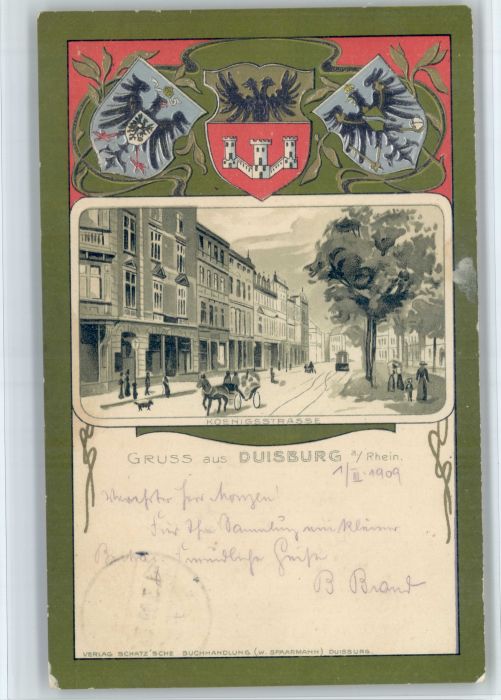 Duisburg Ruhr Duisburg Praegedruckkarte Koenigsstrasse x
