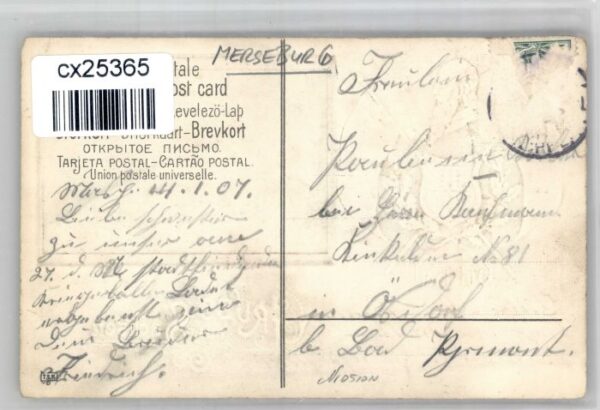 Merseburg [handschriftlich] Fahnen Praegedruckkarte – Bild 2