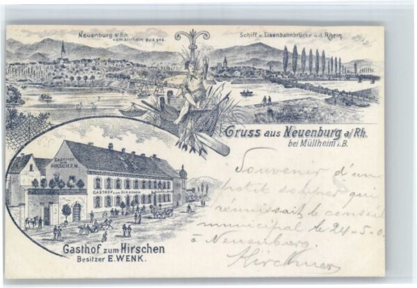 Neuenburg Rhein Eisenbahnbruecke Gasthof Hirsch