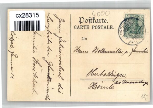 Geisingen Baden Geisingen [Stempelabschlag] Kruppsches Beamten Kasino – Bild 2