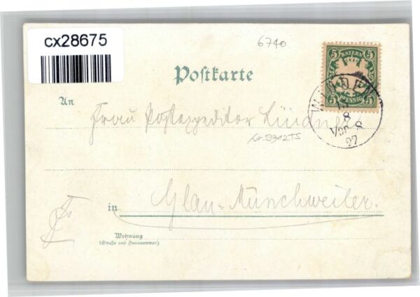 Landau Pfalz Max Josephs-Platz Institut Becht Ostbahnstrasse Marktstrasse Litho – Bild 2