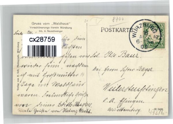 Wuerzburg Stempelabschlag] Waldhaus – Bild 2