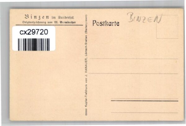 Binzen Baden Binzen Originalzeichnung von M. Brombacher – Bild 2