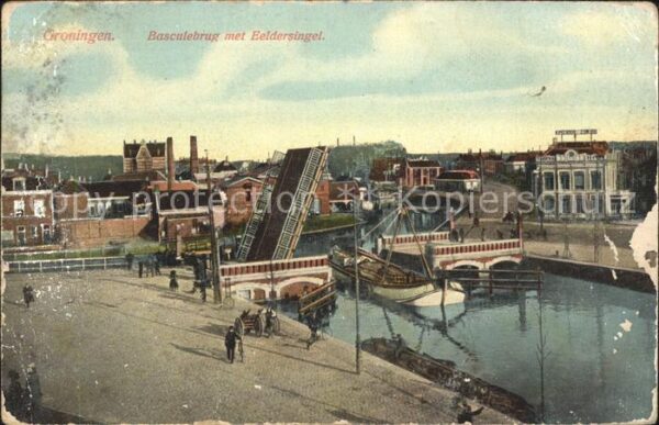Groningen Basculebrug met Eeldersingel Bruecke Kanal