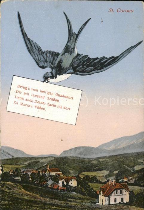 Schwalbenkarte St. Corona Gedicht