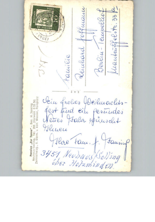 Neuhaus Solling Winter-Karte Pension Zur Tanne – Bild 2