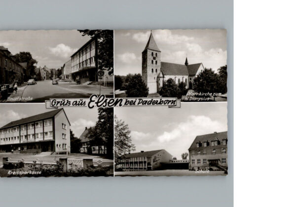 Elsen Paderborn Hauptstr. Pfarrkirche, Sparkasse, Schule
