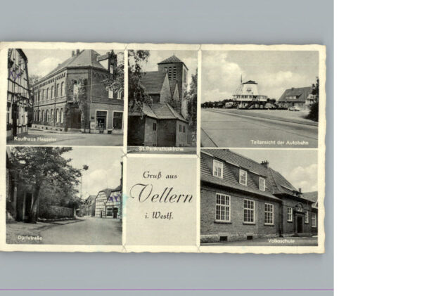 Vellern KaufhausKirche,Autobahn,Volksschule