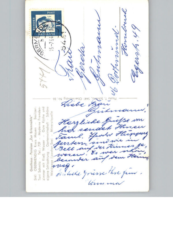 Obermendig Gasthaus Pension Zur Erlenmuehle – Bild 2