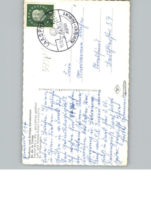 Bad  Laasphe Kurhaus Kneipp-Sanatorium Dr. de la Camp – Bild 2