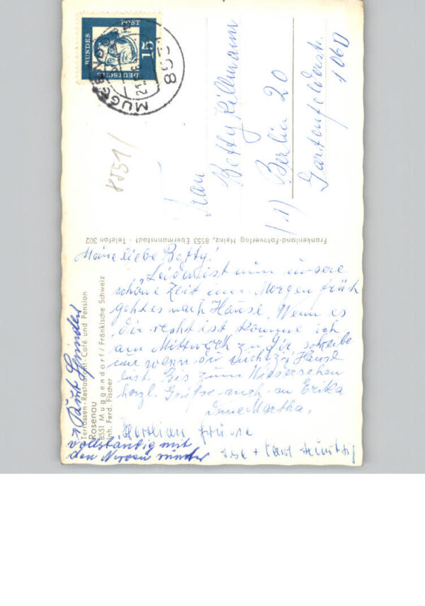 Muggendorf Fraenkische Schweiz Cafe Restaurant Pension Rosenau – Bild 2