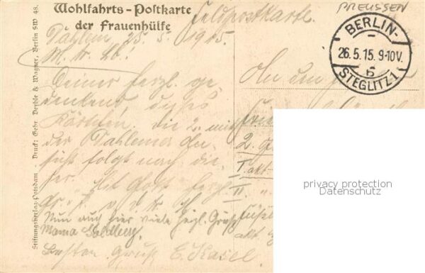 Adel Preussen Wohlfahrts Postkarte der frauenhuelfe – Bild 2