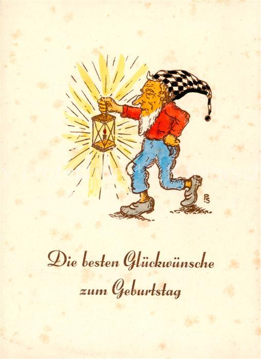 Zwerge Dwarfs Nains P.S. Glueckwuensche zum Geburtstag