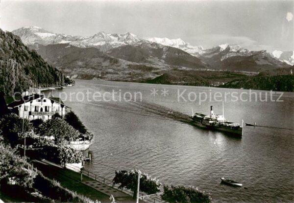 Dampfer Seitenrad Hotel Pension Zaugg Oberhofen Thunersee