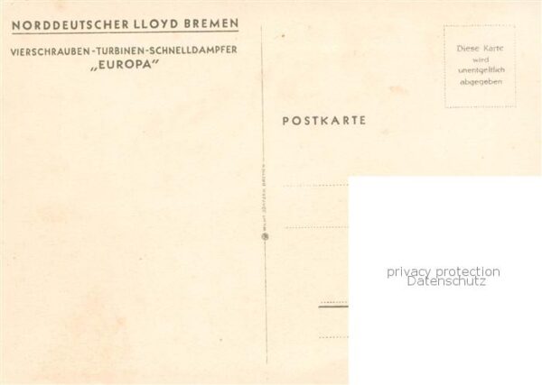 Dampfer Oceanliner EUROPA Norddeutscher LLOYD BREMEN – Bild 2
