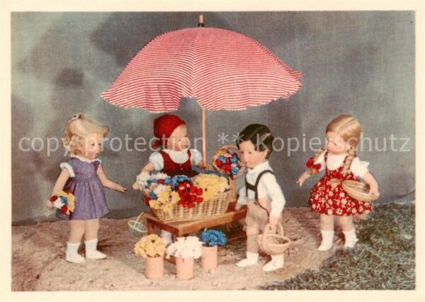 Puppe Doll Poupee Kinderspielzeug Bluemen Verkaeuferin