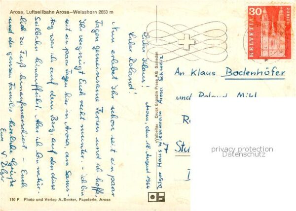 Seilbahn Cable-Car Telepherique Arosa Weisshorn – Bild 2