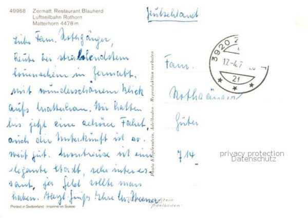 Seilbahn Cable-Car Telepherique Rothornbahn Blauherd Zermatt – Bild 2