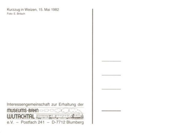 Eisenbahn Railway Chemin de Fer Kurzzug Weizen Wutachtal – Bild 2