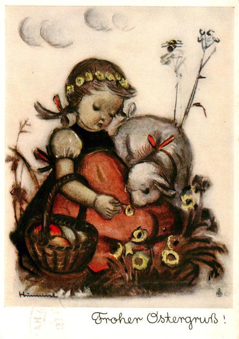 Hummel Kuenstler-AK-Nr. Nr.5326 Frohe Ostern Kind Schaf