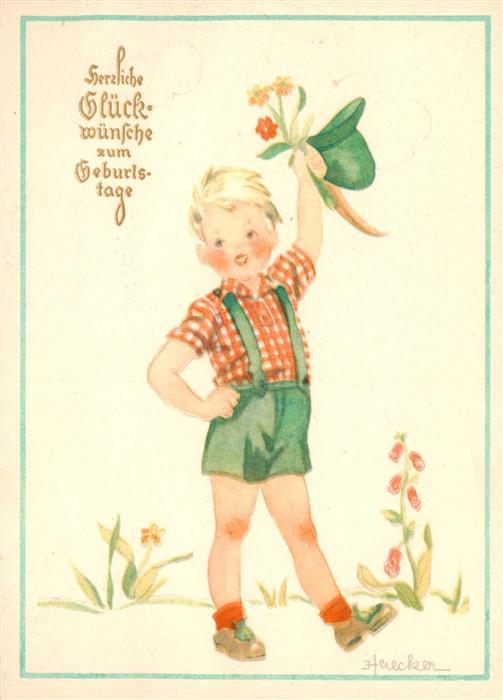 Haecker Kuenstlerkarte Glueckwunsch Geburtstag Kind Bluemen