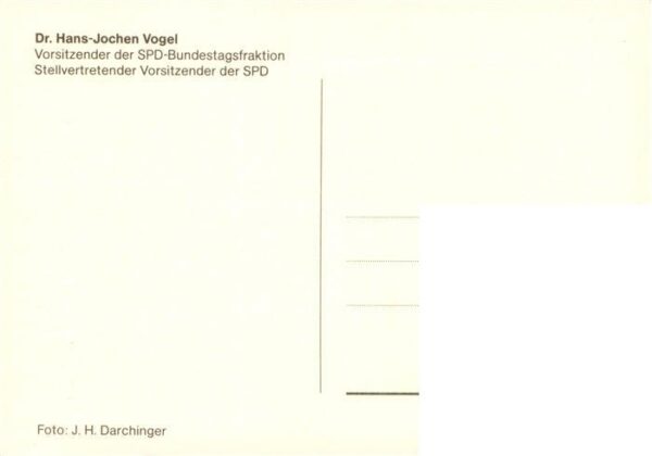 Autogramm Dr.Hans-Jochen Vogel SPD – Bild 2