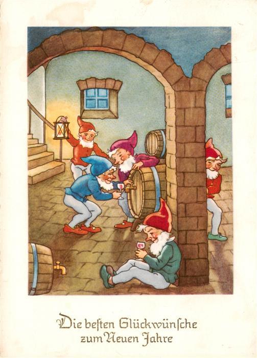 Neujahr Zwerge Wein