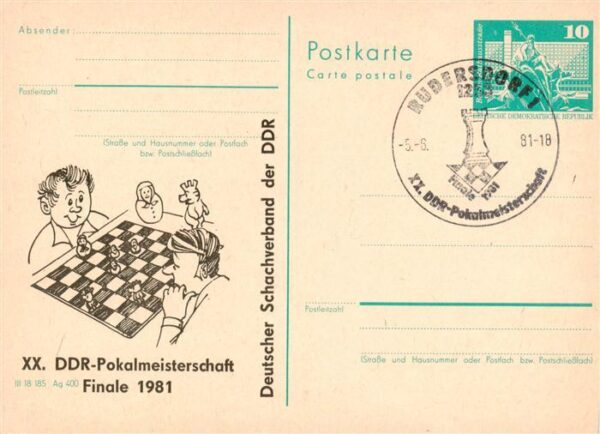 Schach Chess Echecs DDR Pokalmeisterschaft Finale