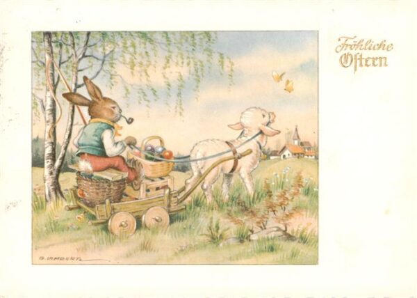 Ostern Easter Paques Pasqua G. Lambert Hase Schaff Osterkorb