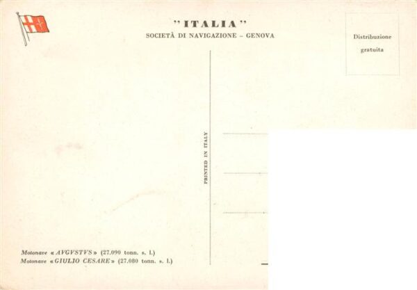 Dampfer Oceanliner ITALIA Motonove AVGVSTVS Genova – Bild 2