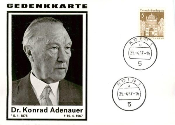 Politik Politics Politique Gedenkenkarte Dr. Konrad Adenauer