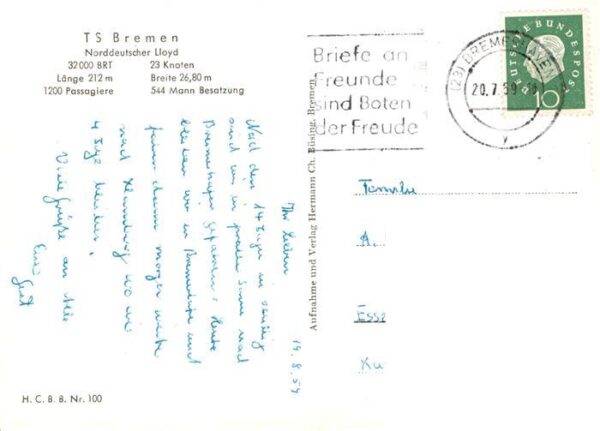 Dampfer Oceanliner TS Bremen – Bild 2
