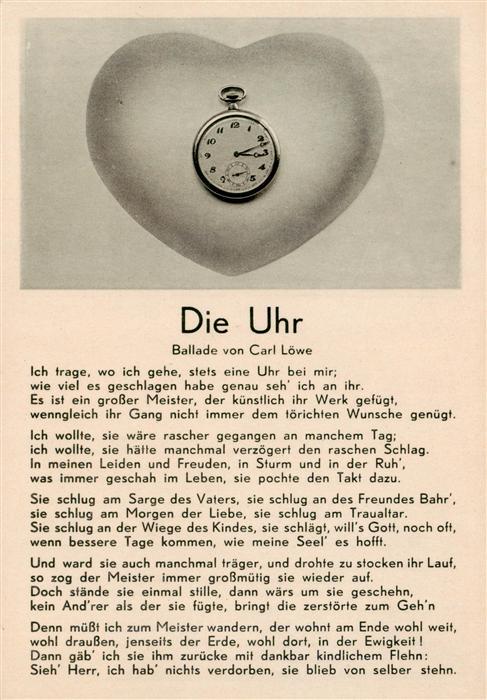 Gedicht auf AK Die Uhr Ballade Carl Loewe