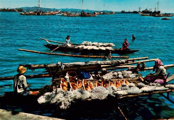 Zamboanga City Philippines Muslim peddlers display their wares of lovely corals