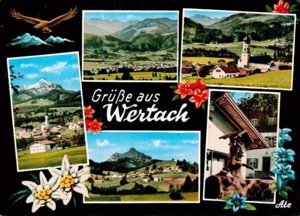 Wertach Bayern Orts und Teilansichten Kirche Brunnen Panorama