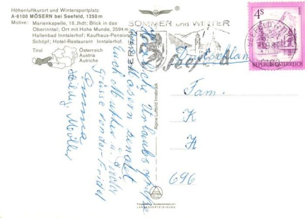 Moesern Seefeld Tirol AT Marienkapelle Hohe Munde Hallenbad Inntalerhof Kaufhaus – Bild 2